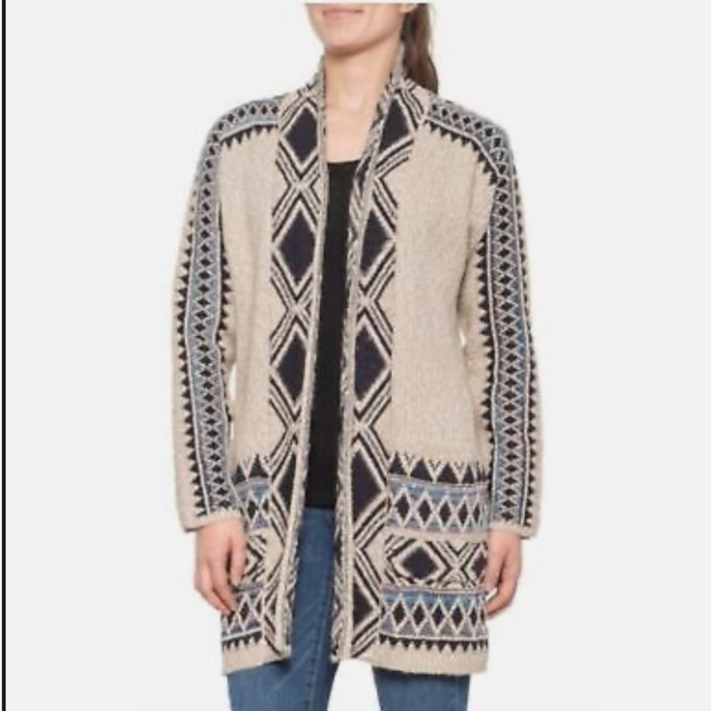 Diamond Print Open Long Cardigan